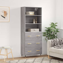 Hoge Kast 69,5X34X180 Cm Bewerkt Hout Grijs Sonoma Eikenkleurig