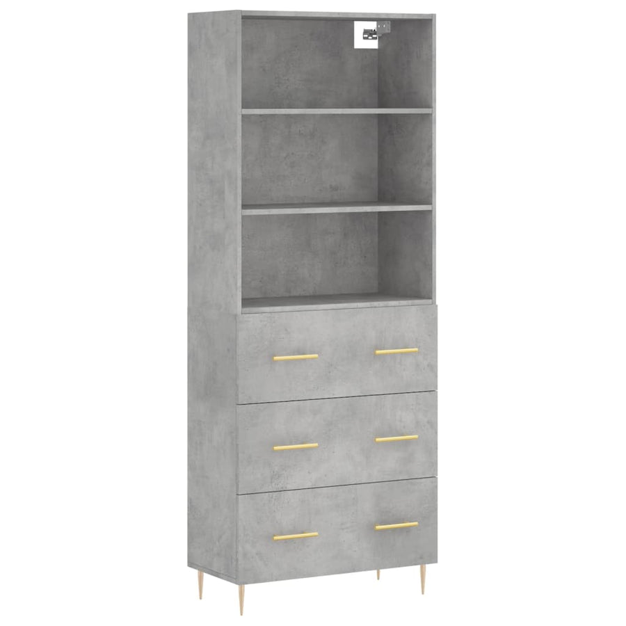 Hoge Kast 69,5X34X180 Cm Bewerkt Hout Betongrijs