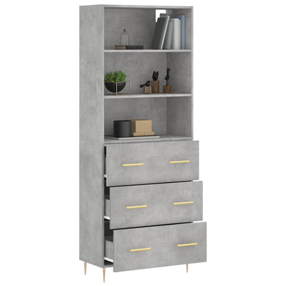 Hoge Kast 69,5X34X180 Cm Bewerkt Hout Betongrijs