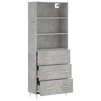 Hoge Kast 69,5X34X180 Cm Bewerkt Hout Betongrijs