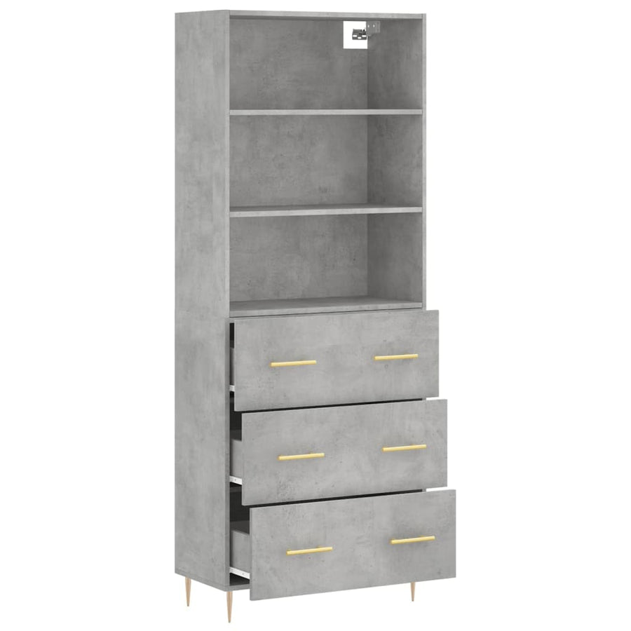 Hoge Kast 69,5X34X180 Cm Bewerkt Hout Betongrijs
