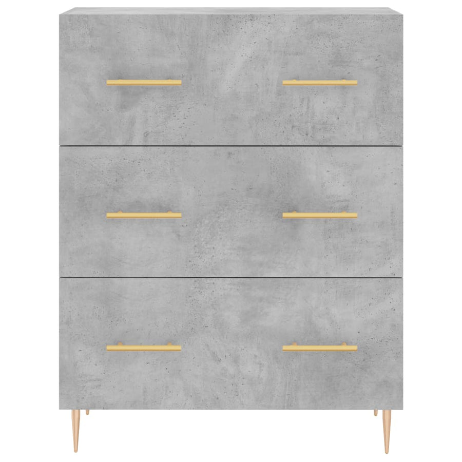 Hoge Kast 69,5X34X180 Cm Bewerkt Hout Betongrijs