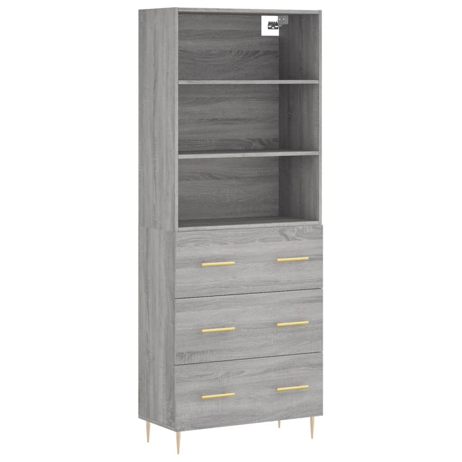 Hoge Kast 69,5X34X180 Cm Bewerkt Hout Grijs Sonoma Eikenkleurig