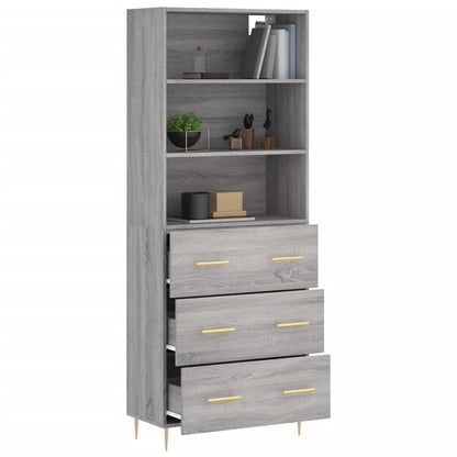 Hoge Kast 69,5X34X180 Cm Bewerkt Hout Grijs Sonoma Eikenkleurig