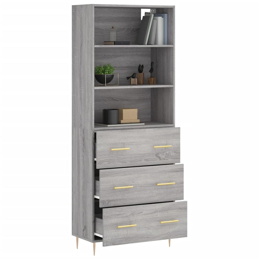 Hoge Kast 69,5X34X180 Cm Bewerkt Hout Grijs Sonoma Eikenkleurig