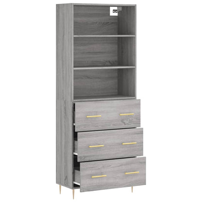 Hoge Kast 69,5X34X180 Cm Bewerkt Hout Grijs Sonoma Eikenkleurig
