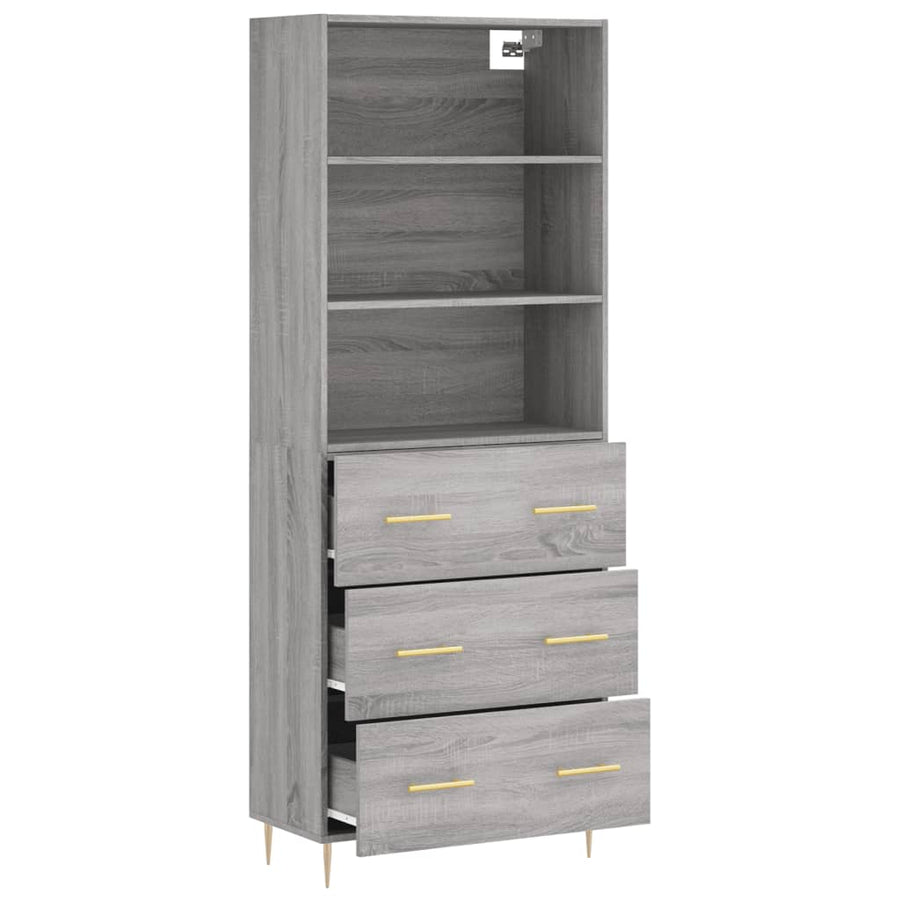 Hoge Kast 69,5X34X180 Cm Bewerkt Hout Grijs Sonoma Eikenkleurig