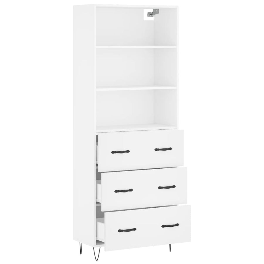 Hoge Kast 69,5X34X180 Cm Bewerkt Hout Wit