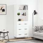Hoge kast 180x69,5x34 cm bewerkt hout wit