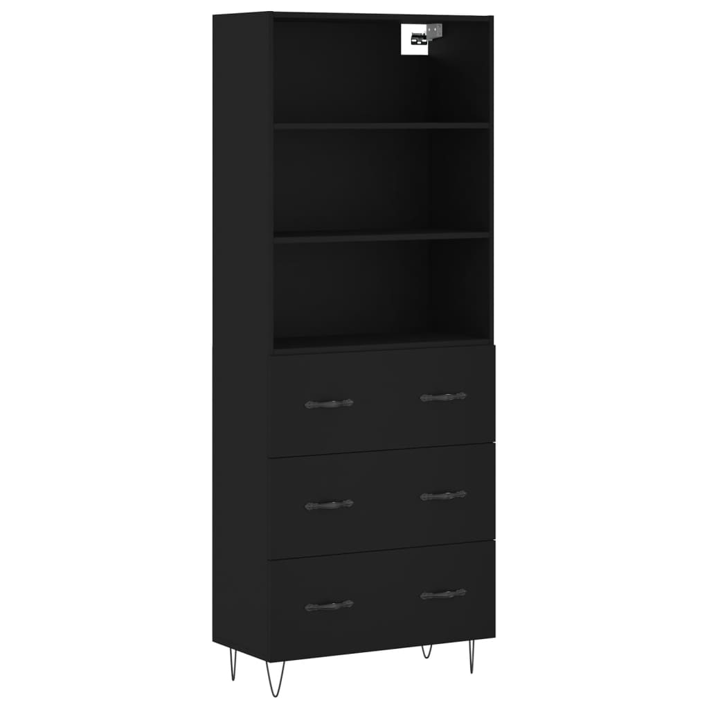Hoge Kast 69,5X34X180 Cm Bewerkt Hout Zwart