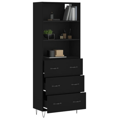 Hoge Kast 69,5X34X180 Cm Bewerkt Hout Zwart
