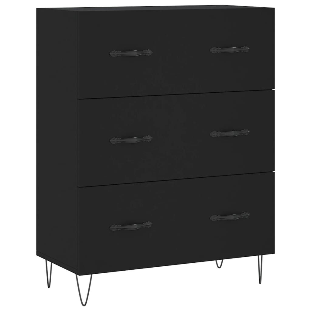Hoge Kast 69,5X34X180 Cm Bewerkt Hout Zwart