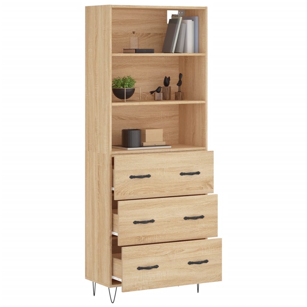 Hoge Kast 69,5X34X180 Cm Bewerkt Hout Kleurig Sonoma eiken