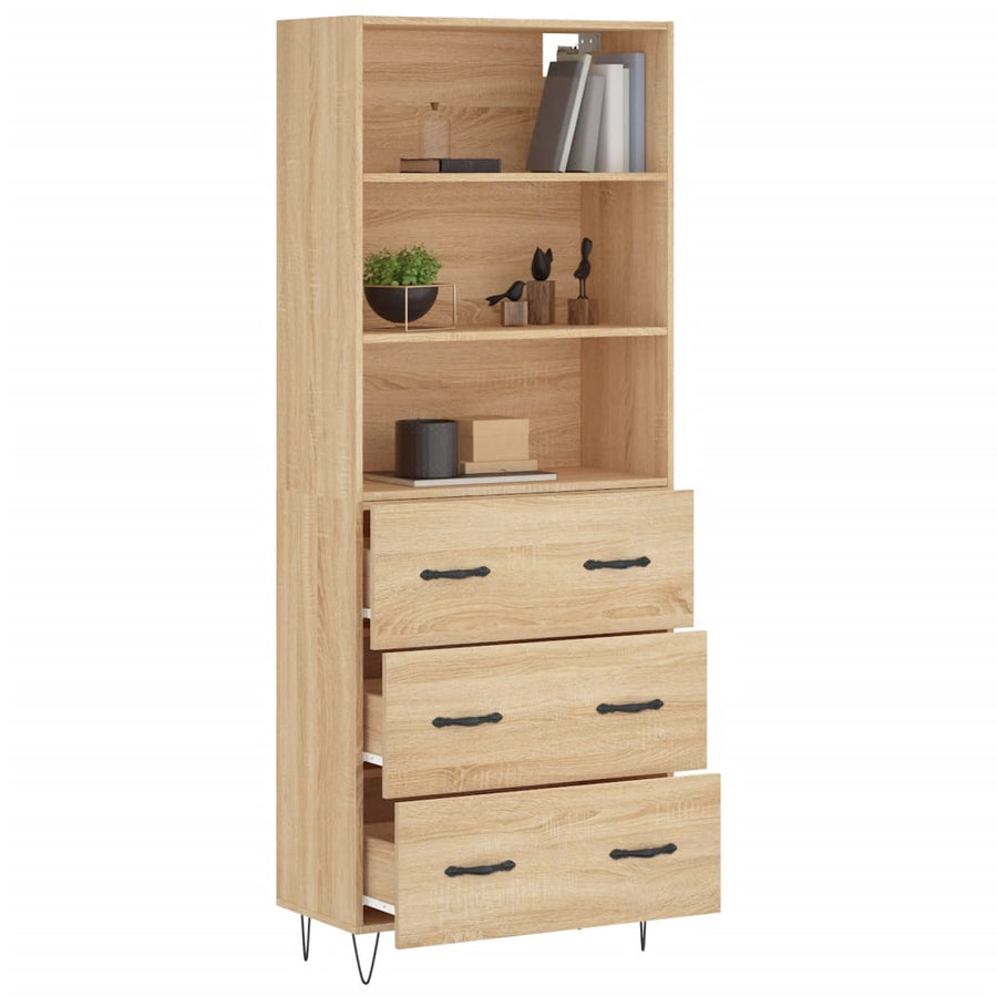 Hoge Kast 69,5X34X180 Cm Bewerkt Hout Kleurig Sonoma eiken