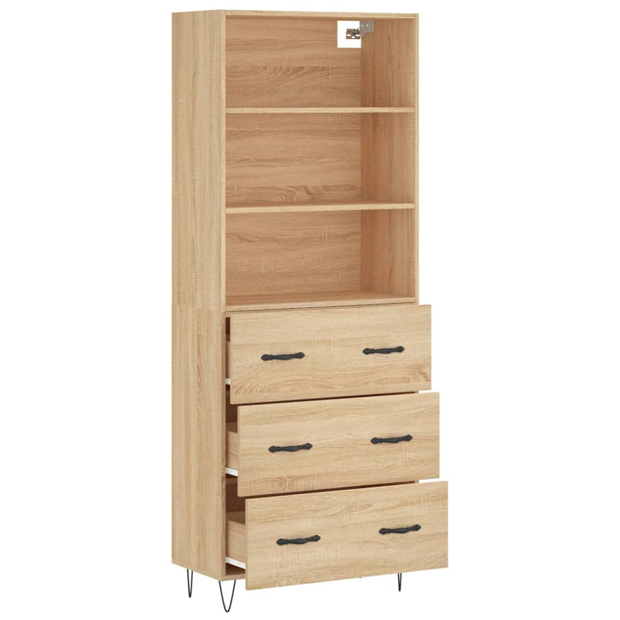 Hoge Kast 69,5X34X180 Cm Bewerkt Hout Kleurig Sonoma eiken