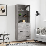 Hoge kast 69,5x34x180 cm bewerkt hout grijs sonoma