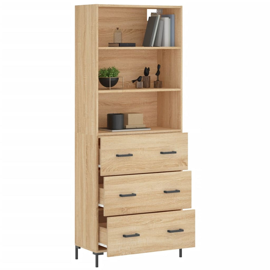 Hoge Kast 69,5X34X180 Cm Bewerkt Hout Sonoma Eikenkleurig