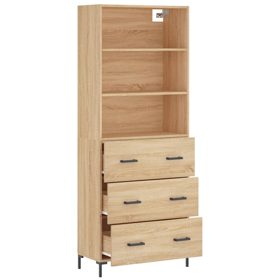 Hoge Kast 69,5X34X180 Cm Bewerkt Hout Sonoma Eikenkleurig