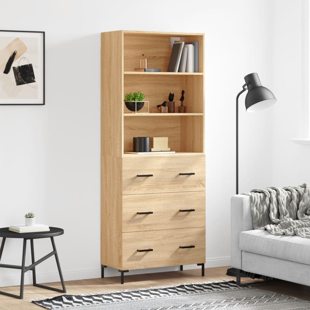 Hoge Kast 69,5X34X180 Cm Bewerkt Hout Sonoma Eikenkleurig