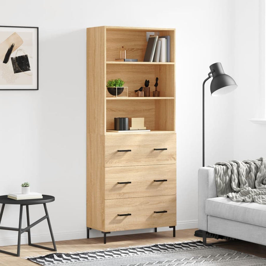 Hoge Kast 69,5X34X180 Cm Bewerkt Hout Sonoma Eikenkleurig