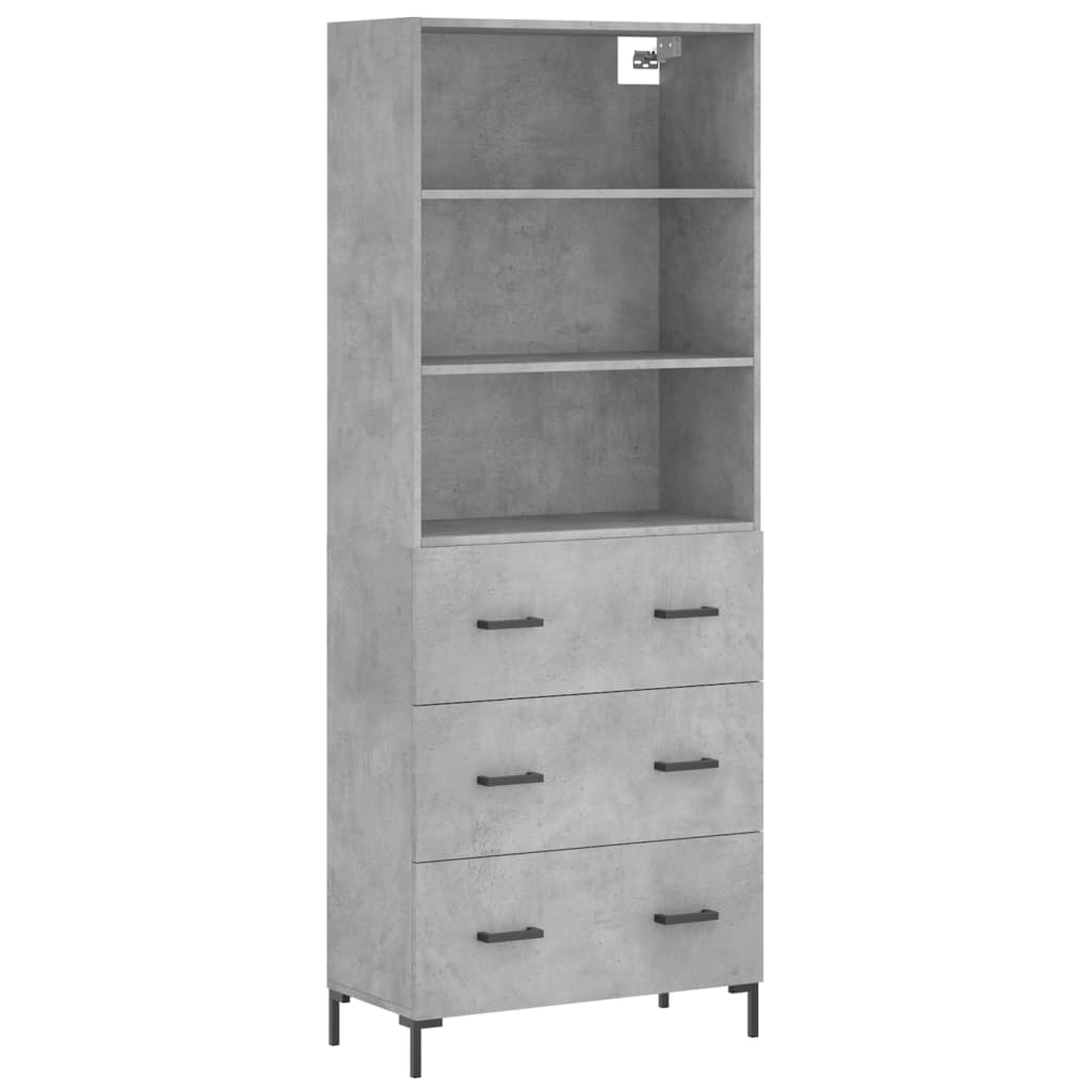 Hoge Kast 69,5X34X180 Cm Bewerkt Hout Betongrijs