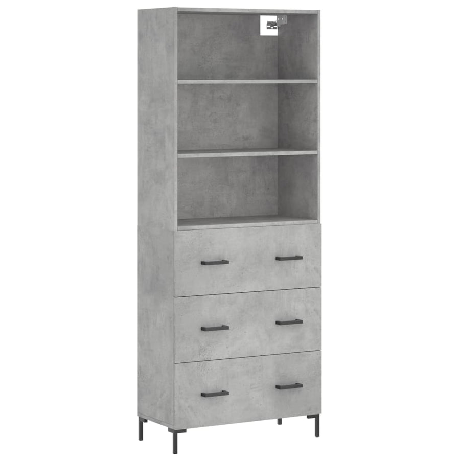 Hoge Kast 69,5X34X180 Cm Bewerkt Hout Betongrijs