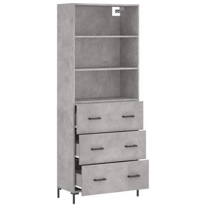 Hoge Kast 69,5X34X180 Cm Bewerkt Hout Betongrijs