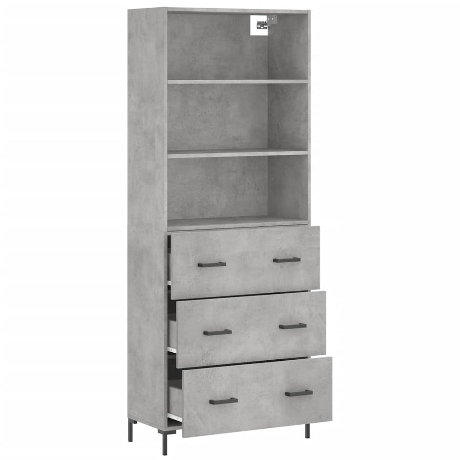 Hoge Kast 69,5X34X180 Cm Bewerkt Hout Betongrijs