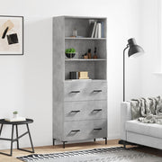 Hoge kast 69,5x34x180 cm bewerkt hout betongrijs