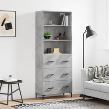 Hoge Kast 69,5X34X180 Cm Bewerkt Hout Betongrijs