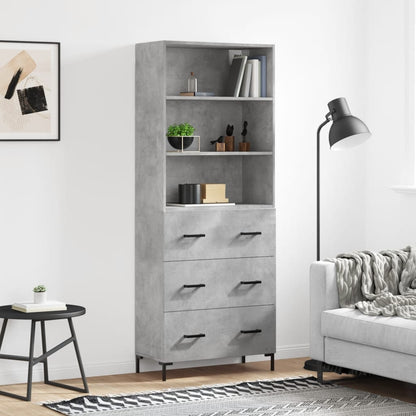 Hoge Kast 69,5X34X180 Cm Bewerkt Hout Betongrijs