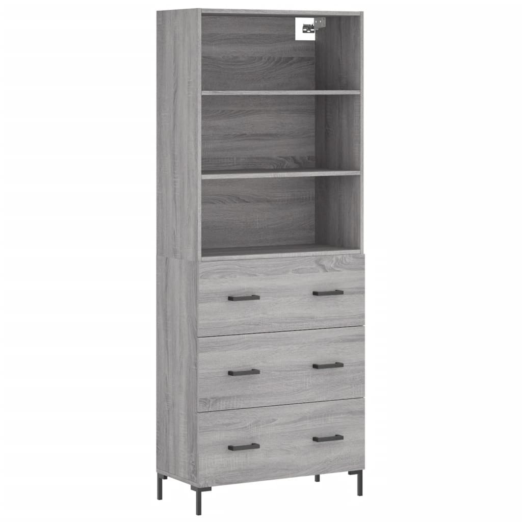 Hoge Kast 69,5X34X180 Cm Bewerkt Hout Eikenkleurig Grijs sonoma