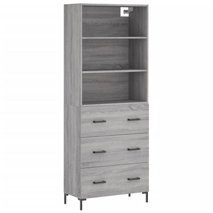 Hoge Kast 69,5X34X180 Cm Bewerkt Hout Eikenkleurig Grijs sonoma