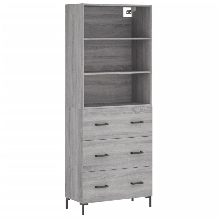 Hoge Kast 69,5X34X180 Cm Bewerkt Hout Eikenkleurig Grijs sonoma