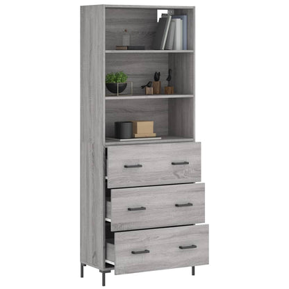 Hoge Kast 69,5X34X180 Cm Bewerkt Hout Eikenkleurig Grijs sonoma