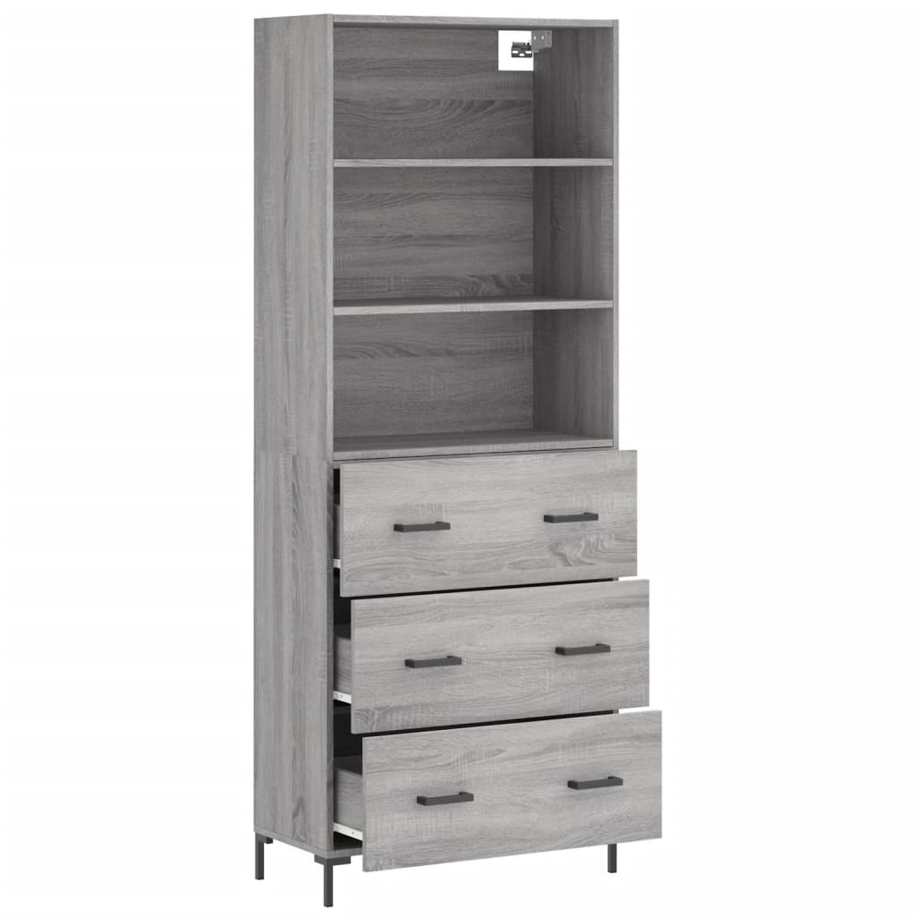 Hoge Kast 69,5X34X180 Cm Bewerkt Hout Eikenkleurig Grijs sonoma