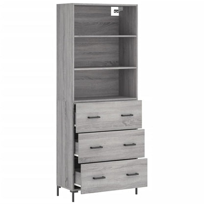 Hoge Kast 69,5X34X180 Cm Bewerkt Hout Eikenkleurig Grijs sonoma
