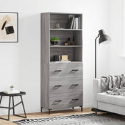Hoge kast 69,5x34x180 cm bewerkt hout grijs sonoma
