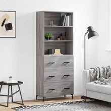 Hoge Kast 69,5X34X180 Cm Bewerkt Hout Eikenkleurig Grijs sonoma