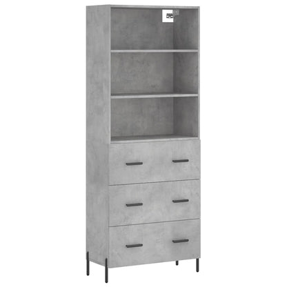 Hoge Kast 69,5X34X180 Cm Bewerkt Hout Betongrijs