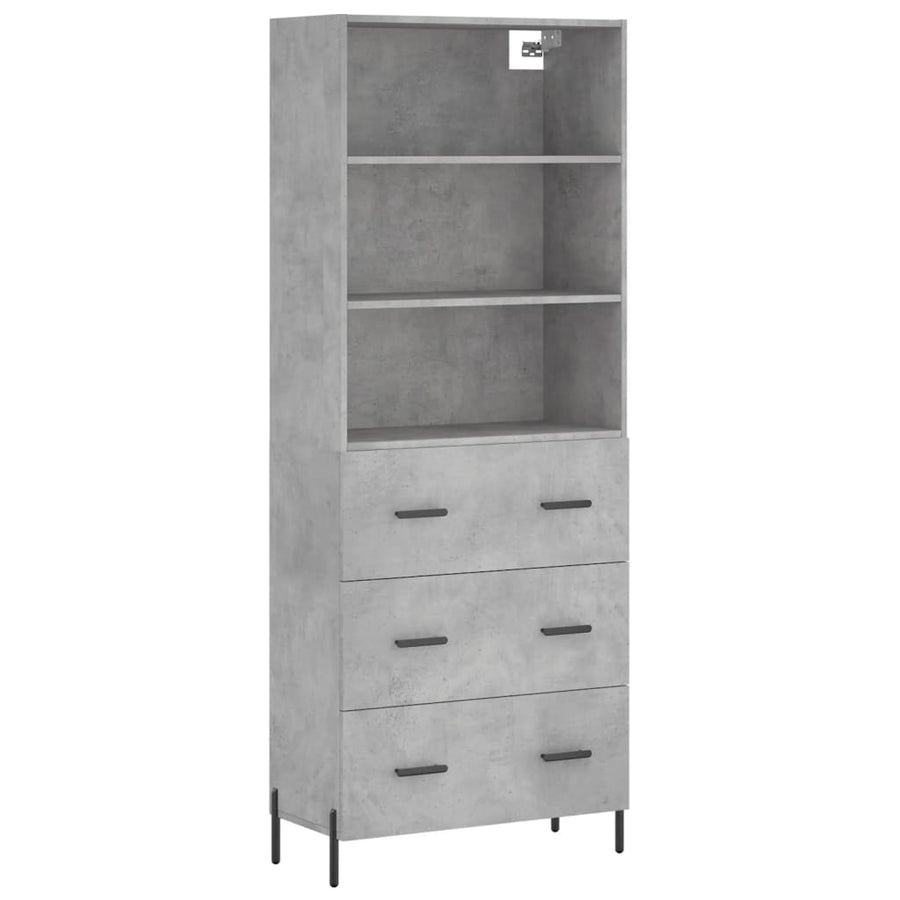 Hoge Kast 69,5X34X180 Cm Bewerkt Hout Betongrijs