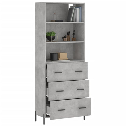 Hoge Kast 69,5X34X180 Cm Bewerkt Hout Betongrijs