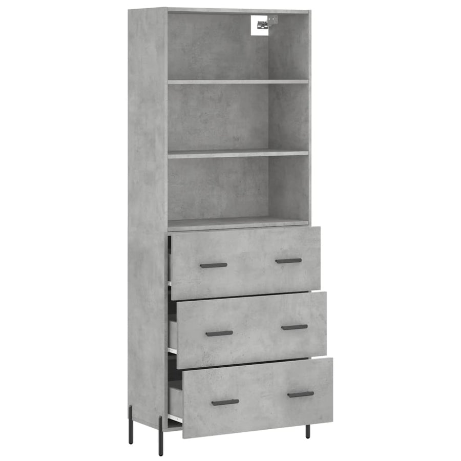 Hoge Kast 69,5X34X180 Cm Bewerkt Hout Betongrijs