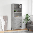 Hoge kast 69,5x34x180 cm bewerkt hout betongrijs
