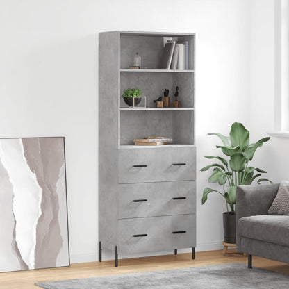 Hoge Kast 69,5X34X180 Cm Bewerkt Hout Betongrijs