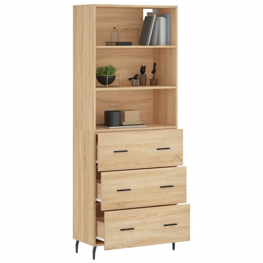 Hoge Kast 69,5X34X180 Cm Bewerkt Hout Kleurig Sonoma eiken