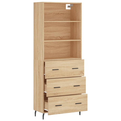 Hoge Kast 69,5X34X180 Cm Bewerkt Hout Kleurig Sonoma eiken