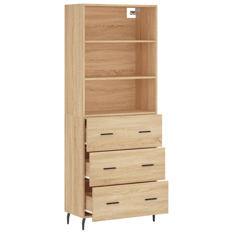 Hoge Kast 69,5X34X180 Cm Bewerkt Hout Kleurig Sonoma eiken
