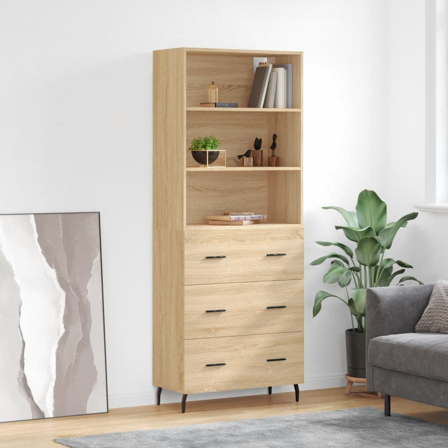 Hoge Kast 69,5X34X180 Cm Bewerkt Hout Kleurig Sonoma eiken