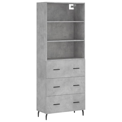 Hoge Kast 69,5X34X180 Cm Bewerkt Hout Betongrijs